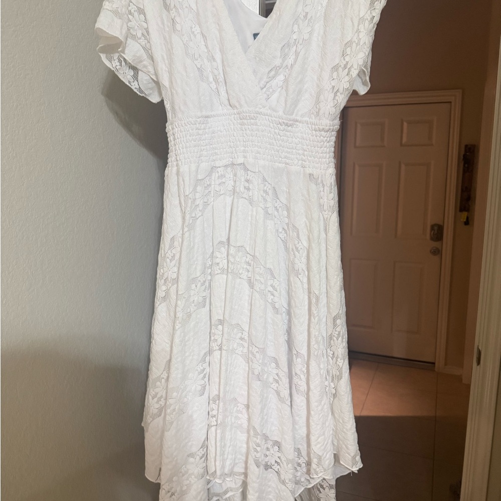 Rabbit Rabbit Rabbit White Lace High Low Dress